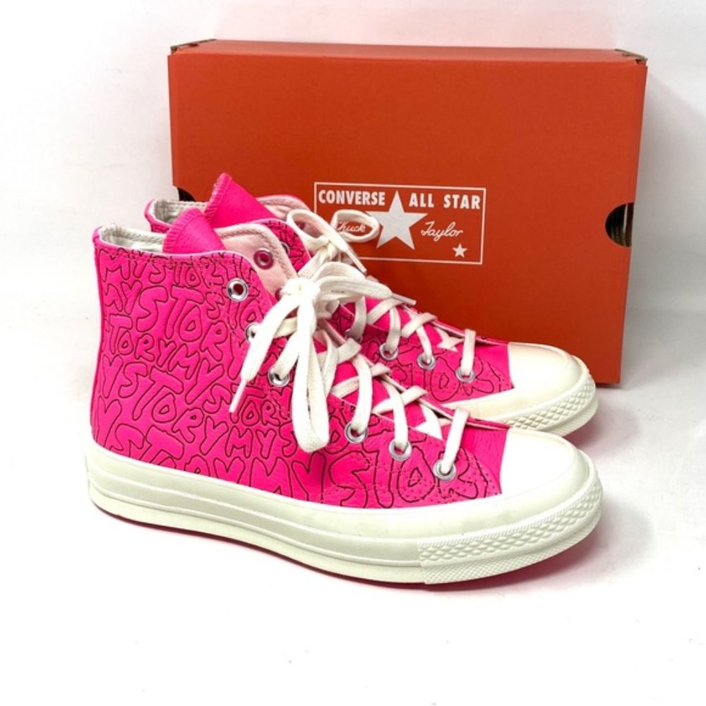 Converse Chuck 70 All Star High Top Pink Leather Women's Sneakers Size 170353C - Picture 9 of 10
